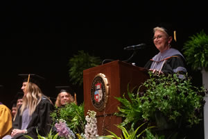 CVM Dean Carolyn Henry commended the Class of 2023. “Accept your degree with pride. It symbolizes an achievement that will never be lost, borrowed, or stolen,” she said.