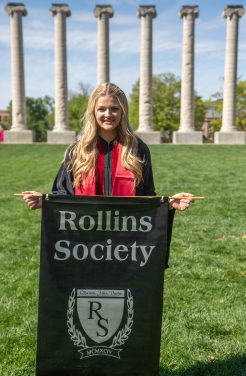 Emma Gober, a fourth-year student in the University of Missouri College of Veterinary Medicine, was tapped into the Rollins Society on Friday afternoon.