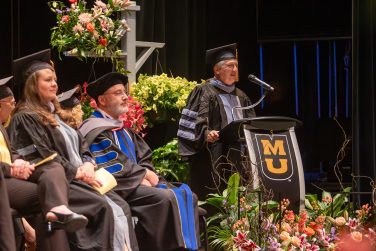 Keynote speaker Kent Thornberry, DVM, told the CVM Class of 2024 that they may not know the positive impact they have on the people around them, but on hard days remember they are helping people in a time of need.