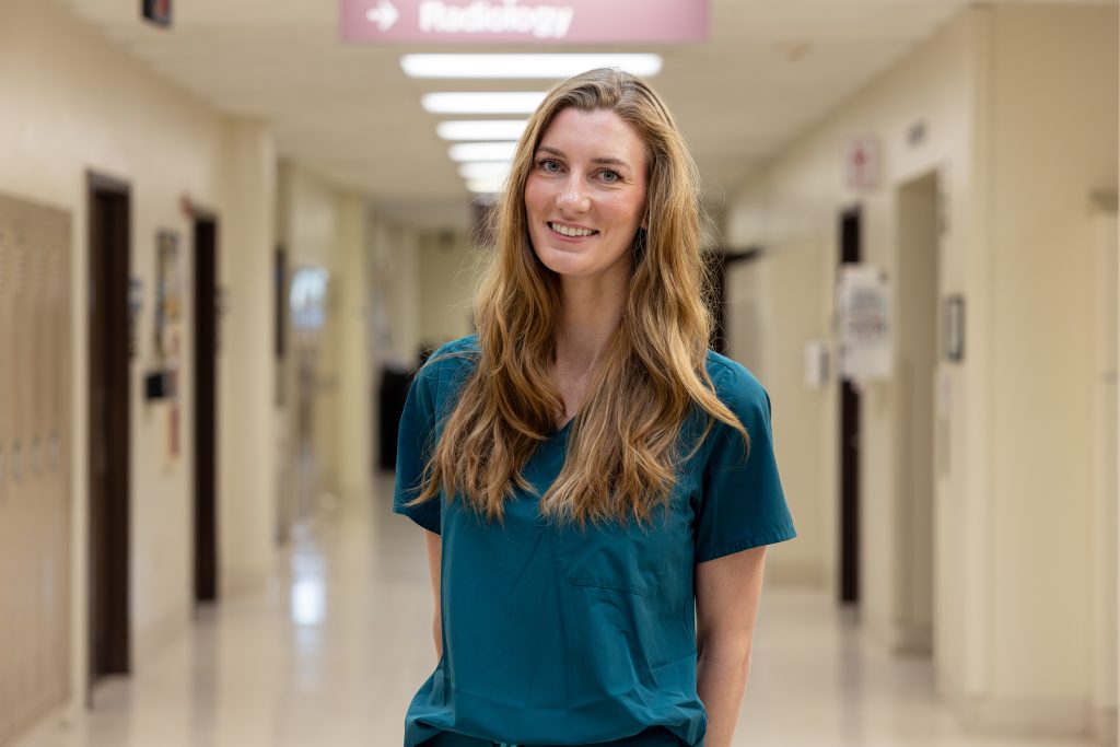 Brooke Lee standing in a hallway